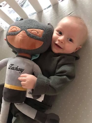 Customer photo review of Personalized Superhero Leyadoll with Gift Bag - 2 Skin Tones Boy Plush Doll Super Hero Batman