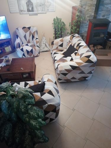 Customer photo review of Modern brown - Housses Extensibles de Fauteuil et Canapé - La Maison des Housses