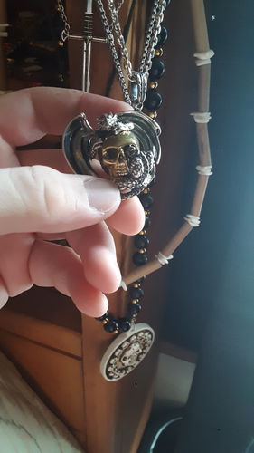 Customer photo review of Dragon Skull Sterling Silver Necklace
