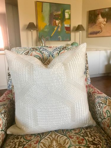 Customer photo review of Tortuga Embroidered Ivory Pillow Cover