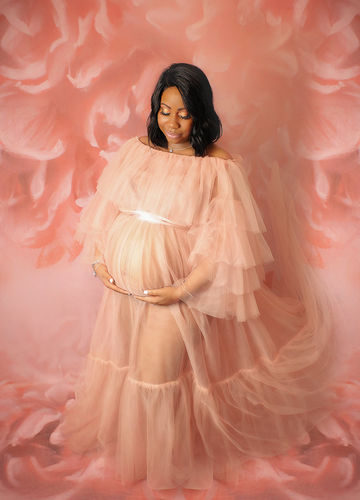 Customer photo review of Plus Size Off Shoulder Ruffled See Through Maxi Dress