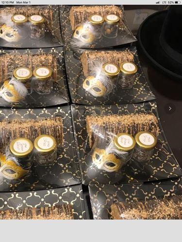 Customer photo review of Square Coupe Black • Gold Plastic Plates | 10 Pack