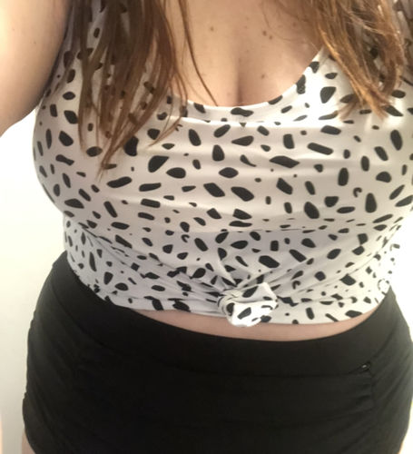 Customer photo review of Traveler Top | White Animal Print | Final Sale