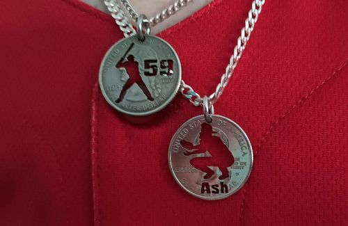 Customer photo review of Baseball Catcher Jewelry, Choose Your Quarter