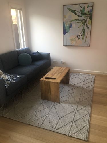 Customer photo review of Grey African-Inspired Flat Weave Wool-Blend Rug