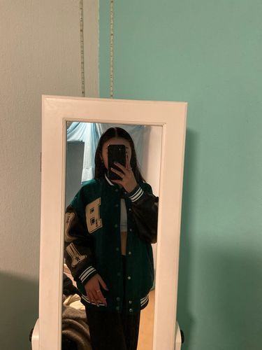 Customer photo review of "Blessed" Varsity Jacket