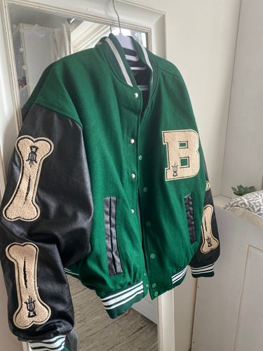 Customer photo review of "Blessed" Varsity Jacket