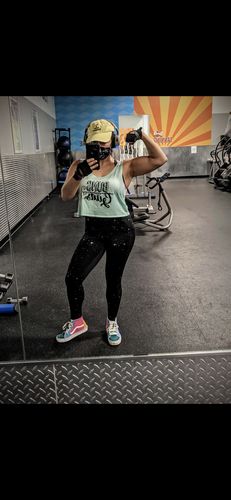 Customer photo review of Side Mesh Butt Lift Pocket Active Leggings - Metallic Stars