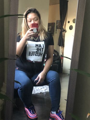 Customer photo review of Ladies I Am The Hustle Flag - Black Perfect Tee