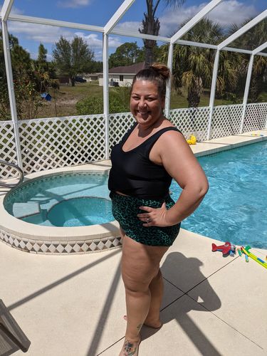 Customer photo review of Sun Baked Bottoms | Green Leopard Print