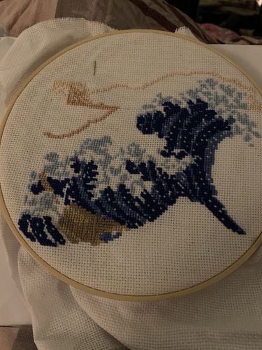 Customer photo review of Kreuzstich - Die große Welle in Kanagawa | 30x20 cm