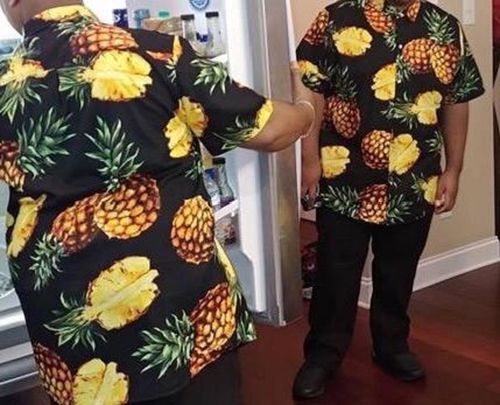 Customer photo review of Chemise en coton pour hommes Pineapple Holiday
