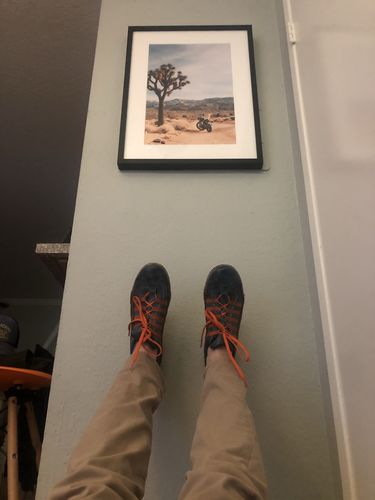 Customer photo review of Men's GrandPrix Sneaker in Monza Indigo (Navy and Orange)