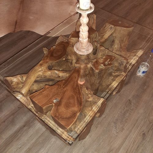 Customer photo review of Wurzelholztisch LARGO Rechteck 110x70 cm