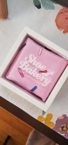 Customer photo review of Pink Sprinkle Satin Square Scarf Large