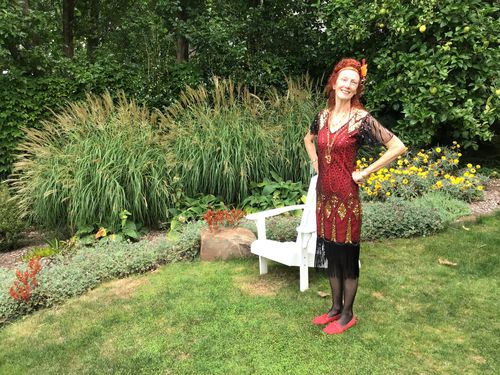 Kerry P. review of 1920s Red & Gold Beaded Louise Gatsby Dress image 1 out of 1