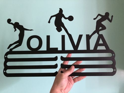 Customer photo review of Customized Medal Hanger (With Live Preview)