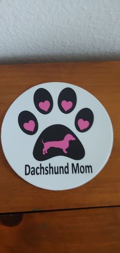 Customer photo review of Dachshund Mom Paw Print Decal Circle