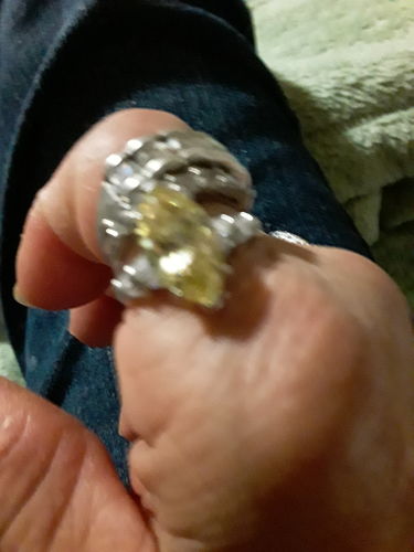 Customer photo review of Moissanite flower bud sterling silver wedding ring