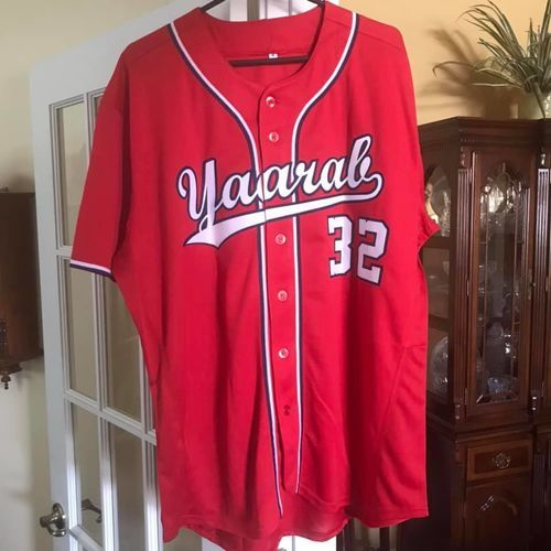 Customer photo review of Custom Red Red-Navy Authentic Baseball Jersey