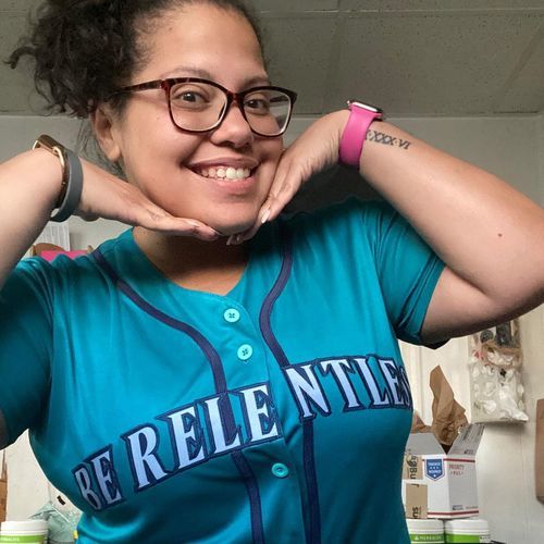 Customer photo review of Custom Navy Navy-Powder Blue Authentic Throwback Rib-Knit Baseball Jersey Shirt