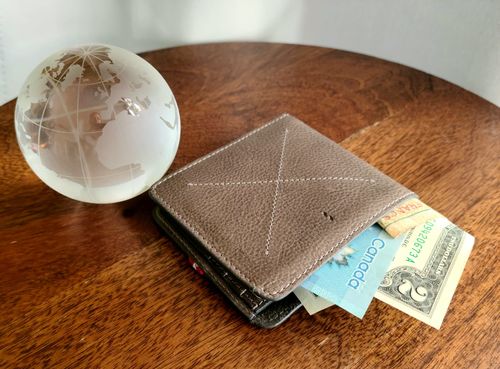 Customer photo review of Cash Card Wallet . Off Grey