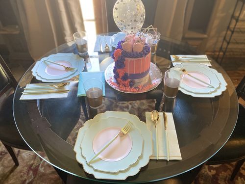 Customer photo review of Scalloped Mint • Gold Plastic Plates | 10 Pack