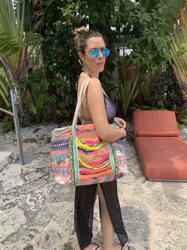 Customer photo review of Daphne Embellished Multi-colored Hand Beaded Tote