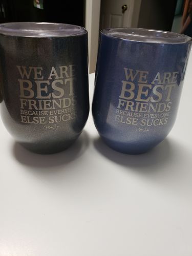 Customer photo review of $14.99 SPECIAL l We Are Best Friends Because Everyone Else Sucks 12oz Stemless Wine Cup