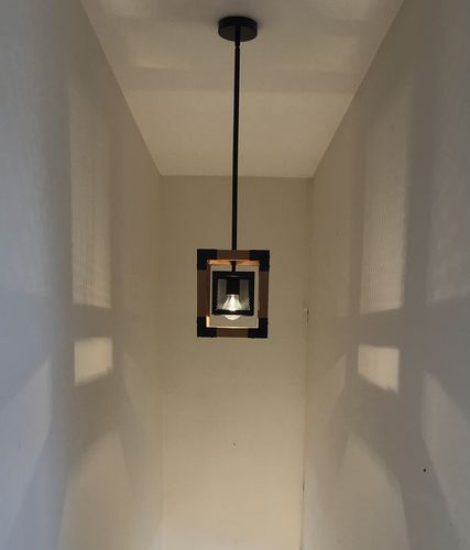 Customer photo review of Farmhouse Wood Rectangle Lantern Pendant Light