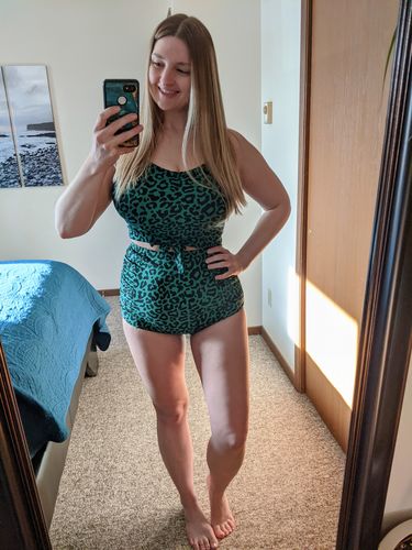Customer photo review of Sun Baked Bottoms | Green Leopard Print