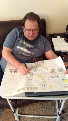 Customer photo review of Limited Run (4Up) Hear Him Coloring Sheet