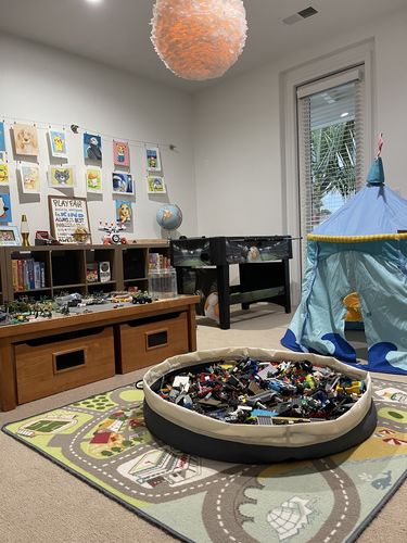 Customer photo review of Large Toy Storage Bag - Seattle Gray