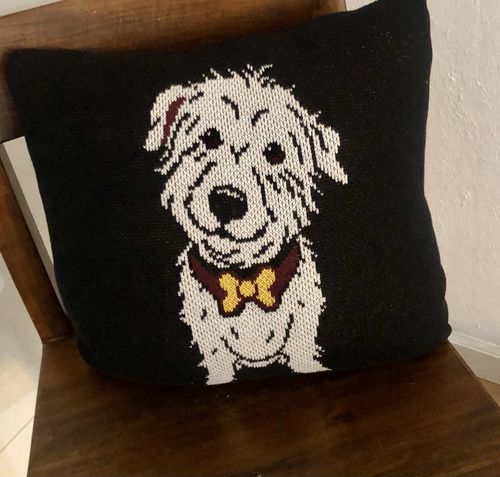 Customer photo review of Dog Full Body - Custom Knitted Pillow