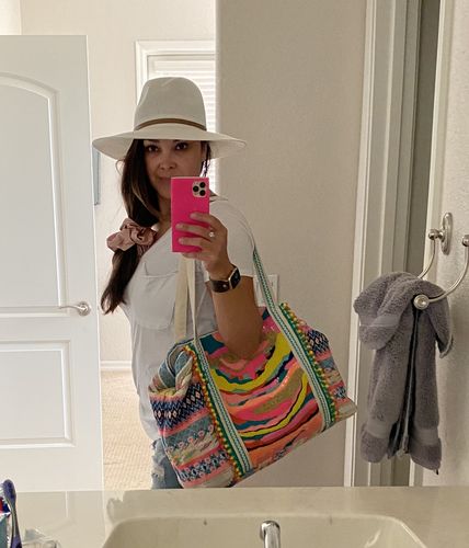 Customer photo review of Daphne Embellished Multi-colored Hand Beaded Tote