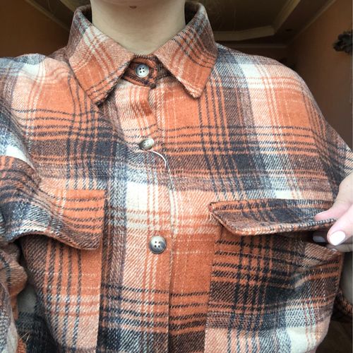 Customer photo review of Modern Red Plaid Clothes Spring Blouses ( Limited Stock)