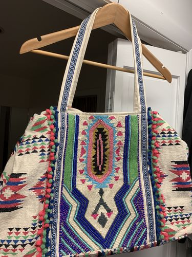 Customer photo review of Tribal Hand Beaded Tote Bag-Multi Color Southwest Tote
