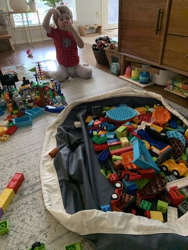 Customer photo review of Large Toy Storage Bag - Seattle Gray