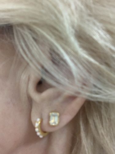 Customer photo review of JUNE BIRTHSTONE STUDS - MOONSTONE