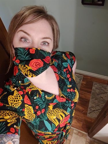 Customer photo review of Jaguar Paradise Black Animal Print Jumpsuit