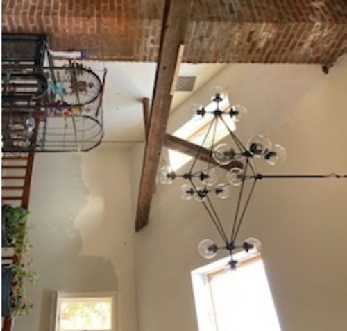 Customer photo review of Farmhouse Globe Shade Glass Chandelier