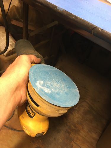 Customer photo review of 5 Inch Hook and Loop Blue Wet / Dry Sharpening Film Sanding Discs, 50 Pack