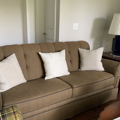 Customer photo review of Tortuga Embroidered Ivory Pillow Cover