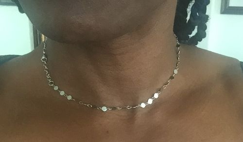 Customer photo review of Round Disc Steel Anklet / Choker / Necklace