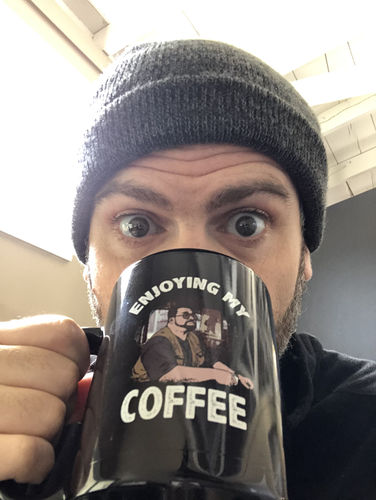 Customer photo review of Enjoying My Coffee Mug 15oz (2-sided)