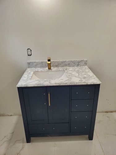 Customer photo review of CCS201 - 36" Navy Blue, Floor Standing Modern Bathroom Vanity, MARBLE Countertop,Brushed Gold Hardware