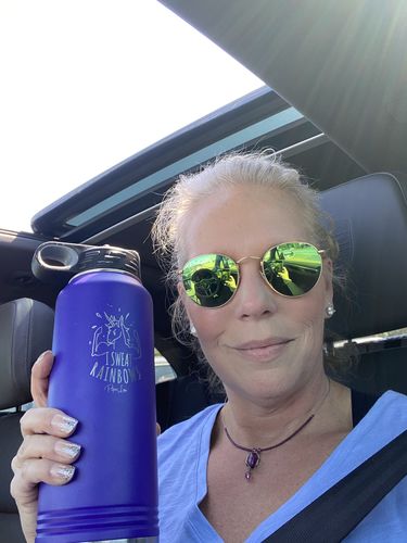 Customer photo review of I Sweat Rainbows Water Bottle