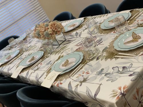 Customer photo review of Scalloped Mint • Gold Plastic Plates | 10 Pack