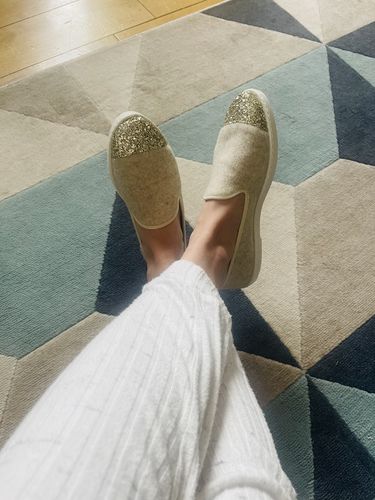 Avis photo d'un client sur Chausson femme laine, beige rose poudré