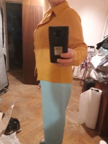 Customer photo review of 2021 Retro Long Sleeve 100% Cotton Shirt